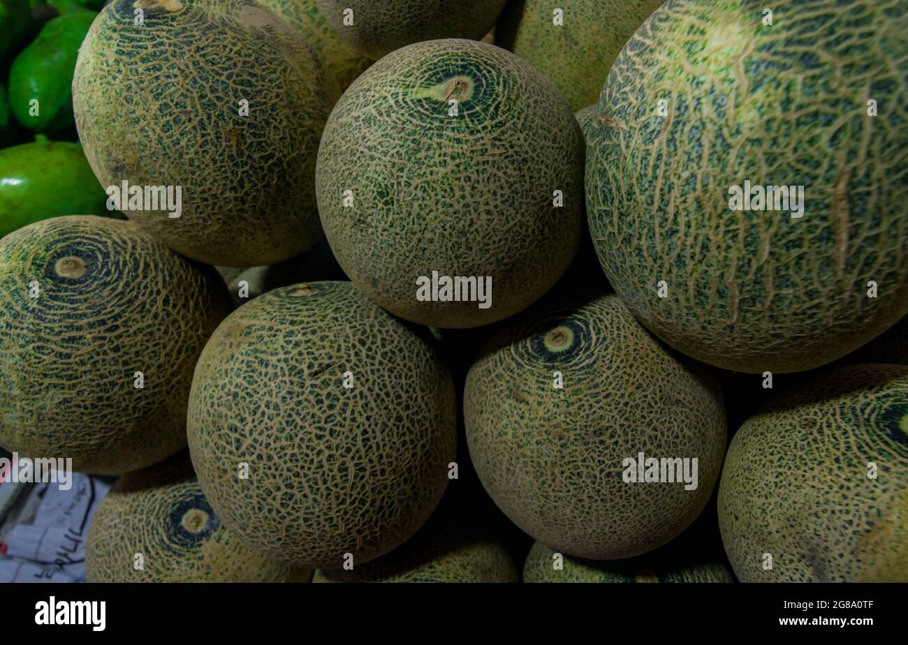 Fresh melon for sale Stock Photo