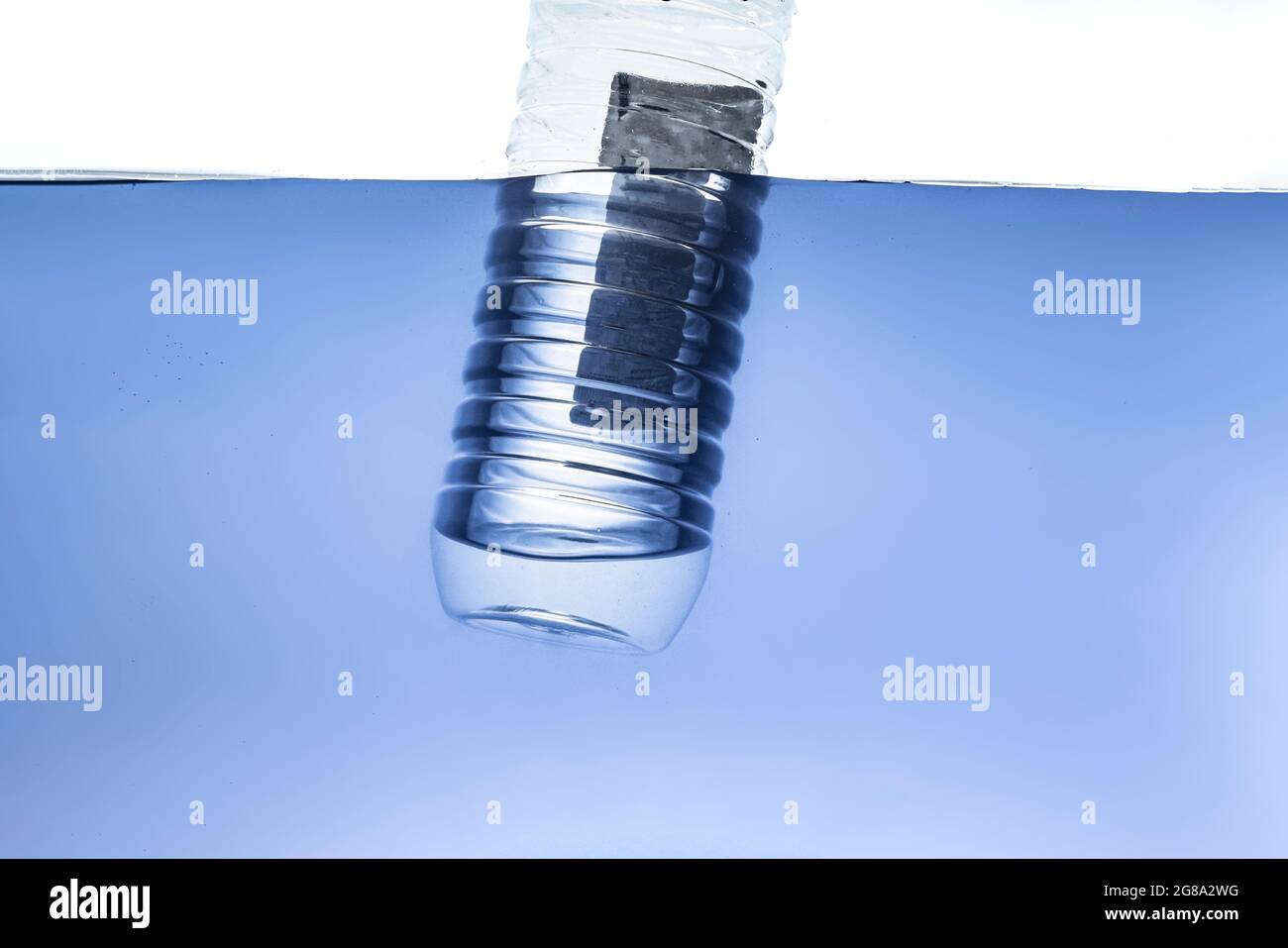 the simple single plastic bottle in ocean water underwater, environment