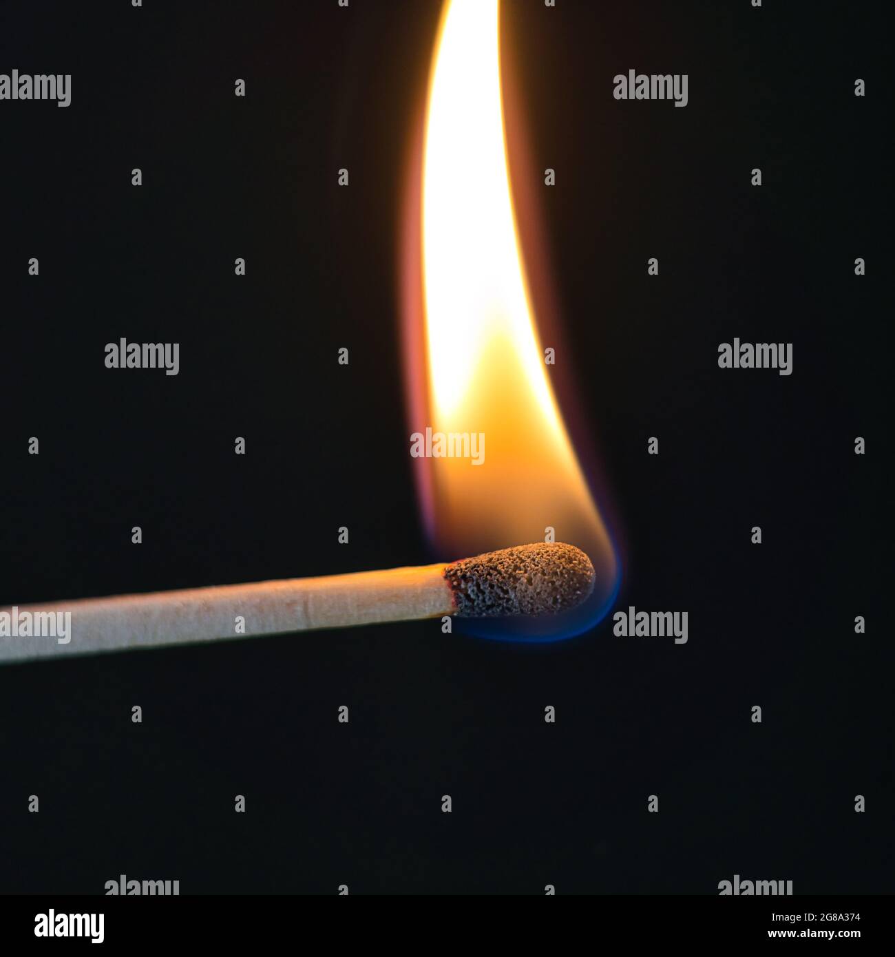 match is burning hot on black Stock Photo
