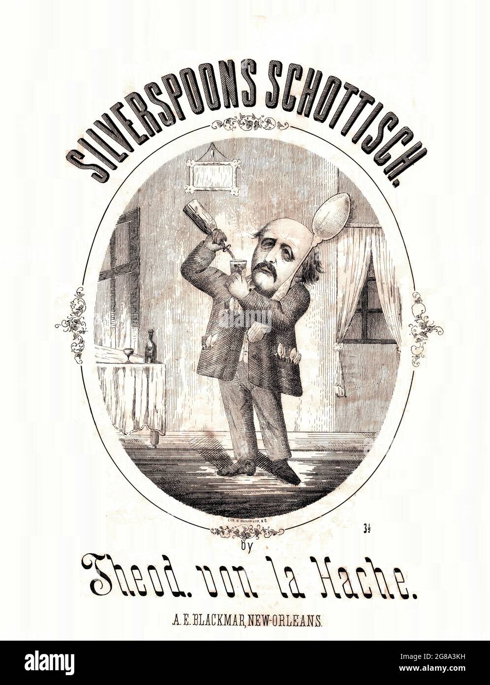 Silverspoons Schottisch, 1868 cartoon sheet music featuring General Benjamin Butler. Stock Photo