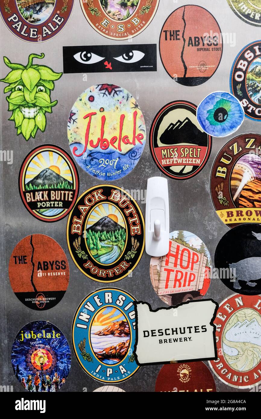 Images of Deschutes Brewery equipment at the Deschutes Brew Pub, Portland, OR. Stock Photo