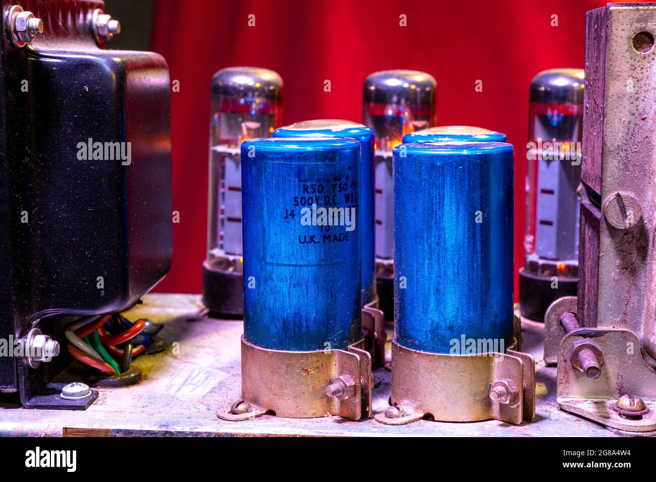 blue capacitors Stock Photo