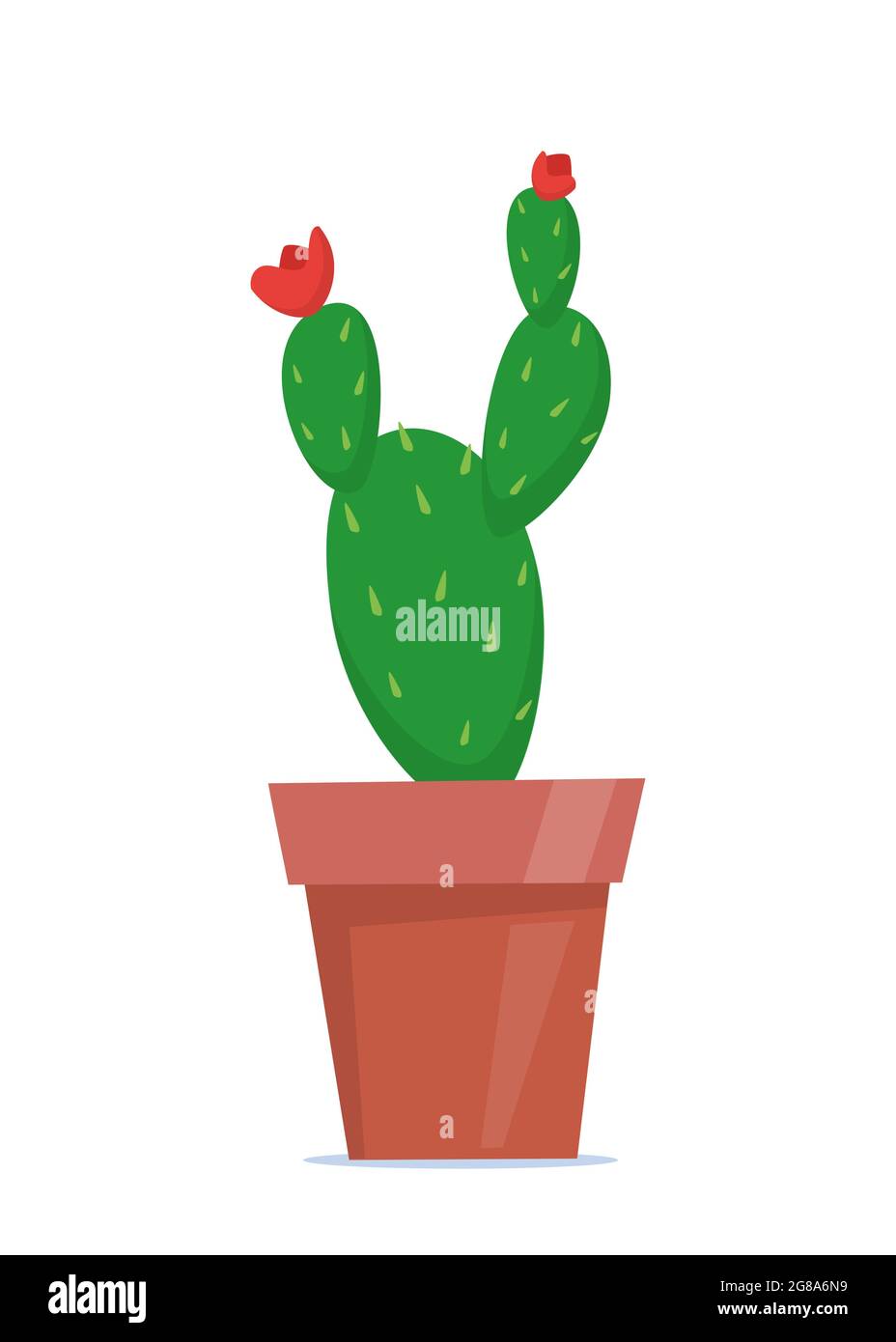 Cute green potted plant in flat style. Cactus. Vector illustration ...