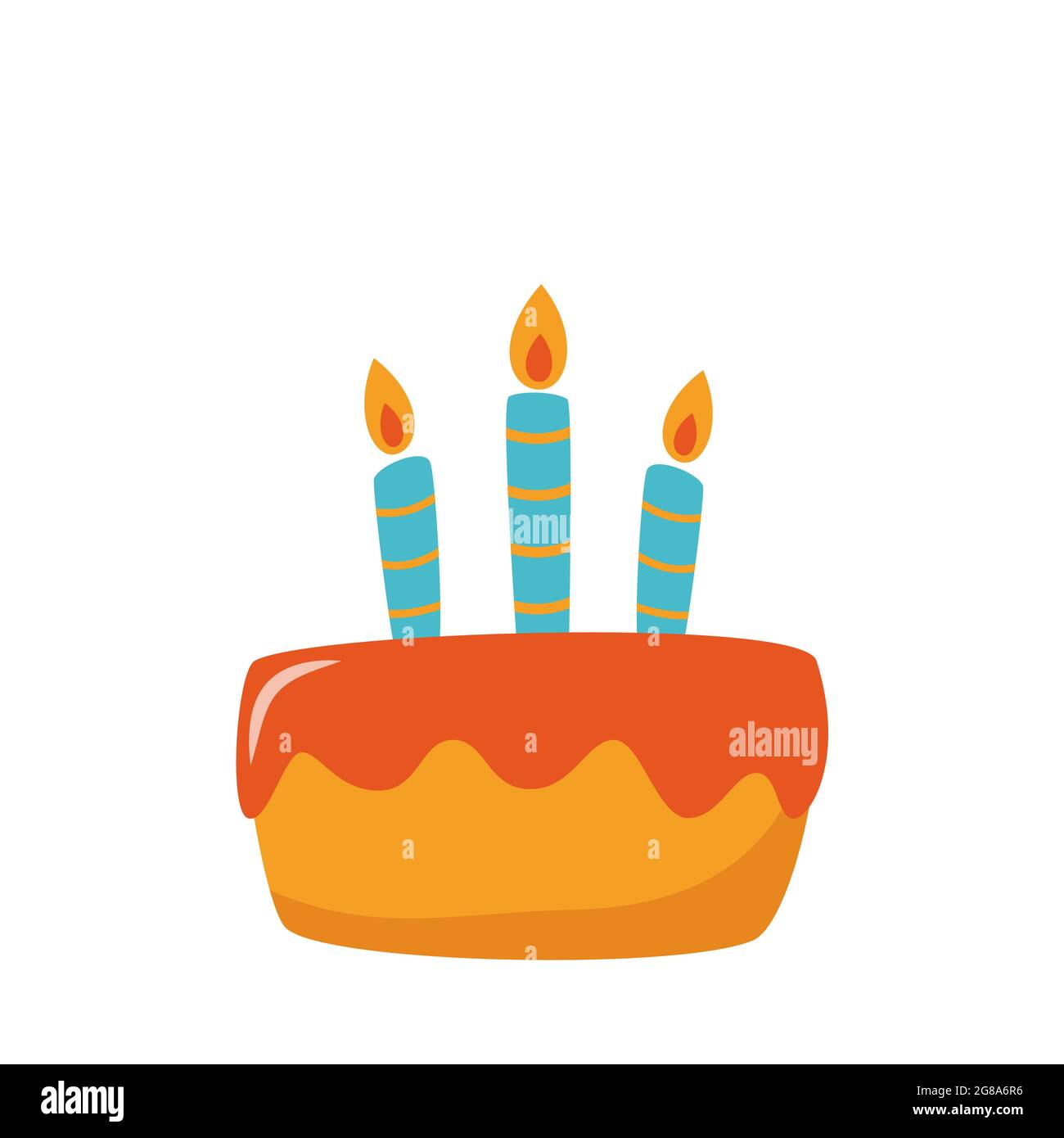 Cute birthday cake with candles. Simple vector flat style illustration ...