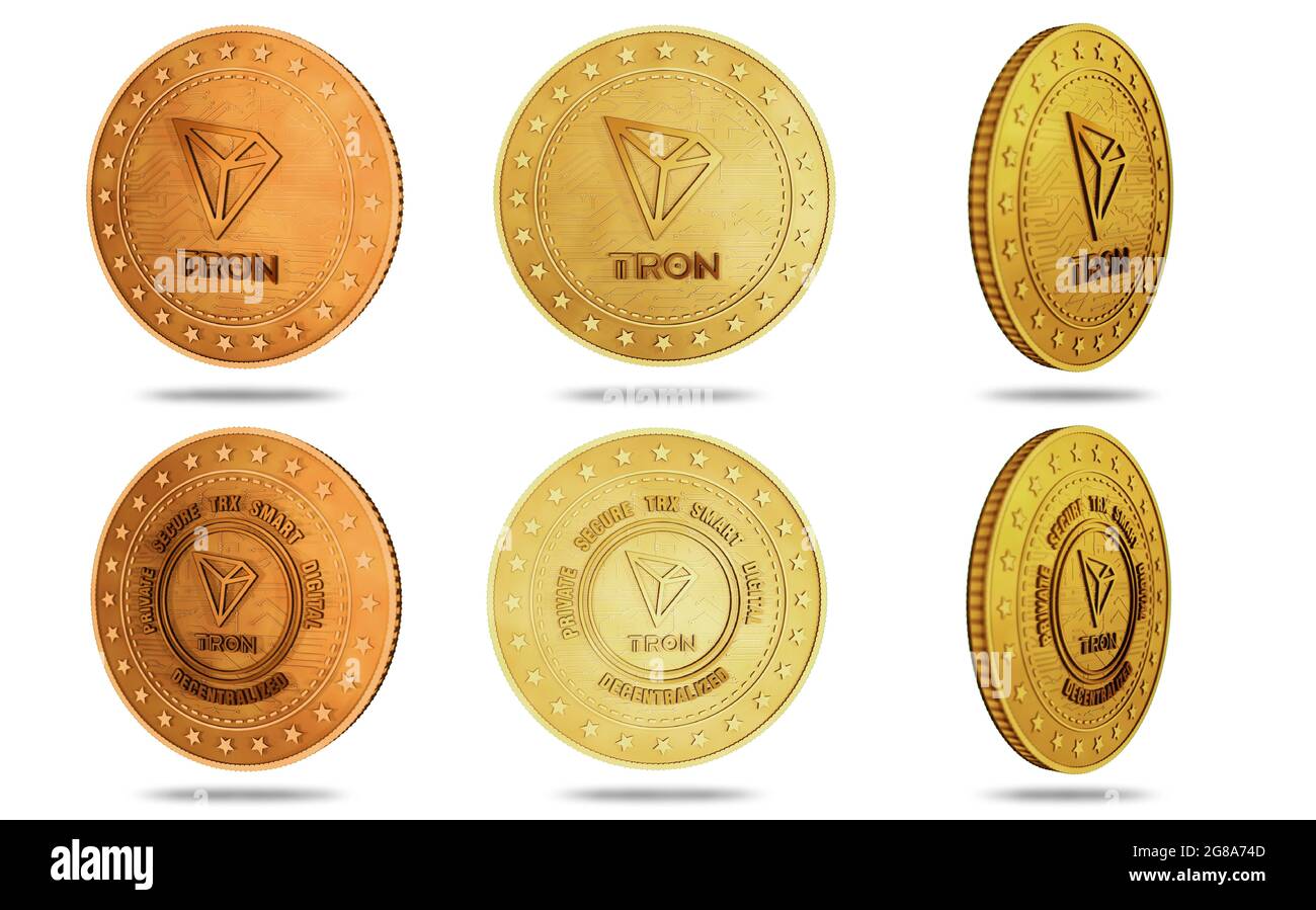 Tron TRX Münze Kryptowährung Gold Krypto vergoldet Sammler Display Schwarz 