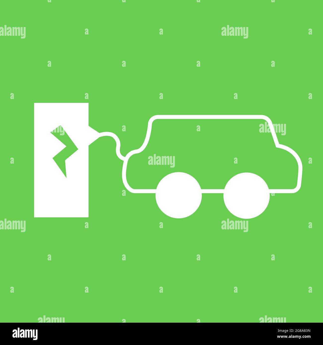 Illustration of charging electric vehicle in electric charging station or an icon of electric vehicle charging Stock Vector