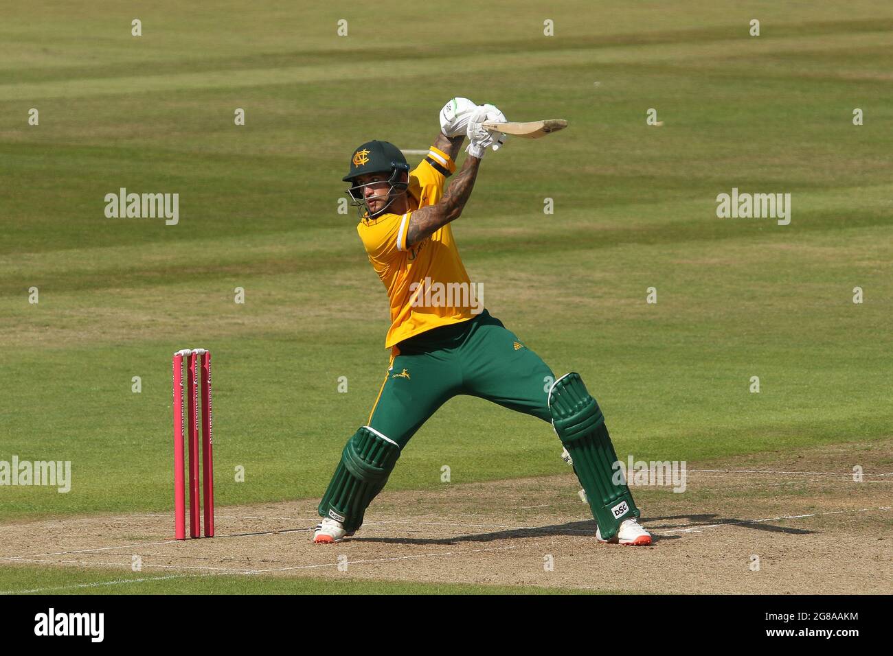 NOTTINGHAM, UK. JULY 18TH Alex Hales of Nottinghamshire bats during the Vitality Blast T20 match between Nottinghamshire and Durham at Trent Bridge, Nottingham on Sunday 18th July 2021. (Credit: Will Matthews | MI News) Credit: MI News & Sport /Alamy Live News Stock Photo