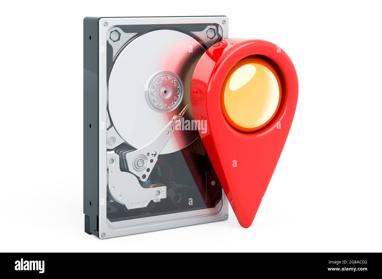 Map pointer with HDD. 3D rendering isolated on white background Stock Photo  - Alamy