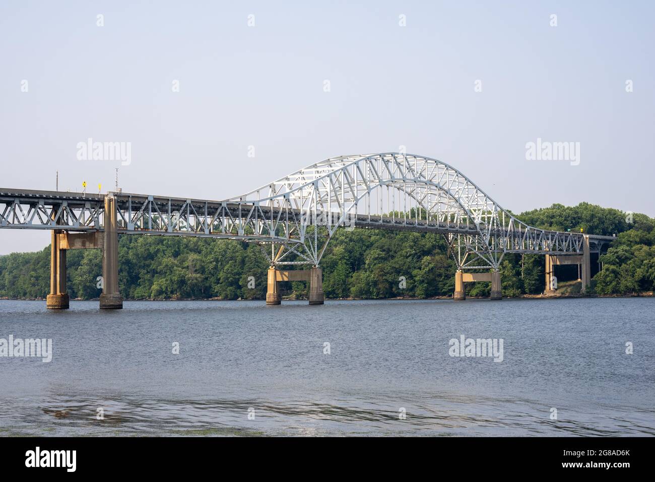 Thomas J. Hatem Memorial Bridge on US Route 40 spanning the Susquehanna River between Havre de Grace and Perryville in Maryland was opened in 1940 Stock Photo
