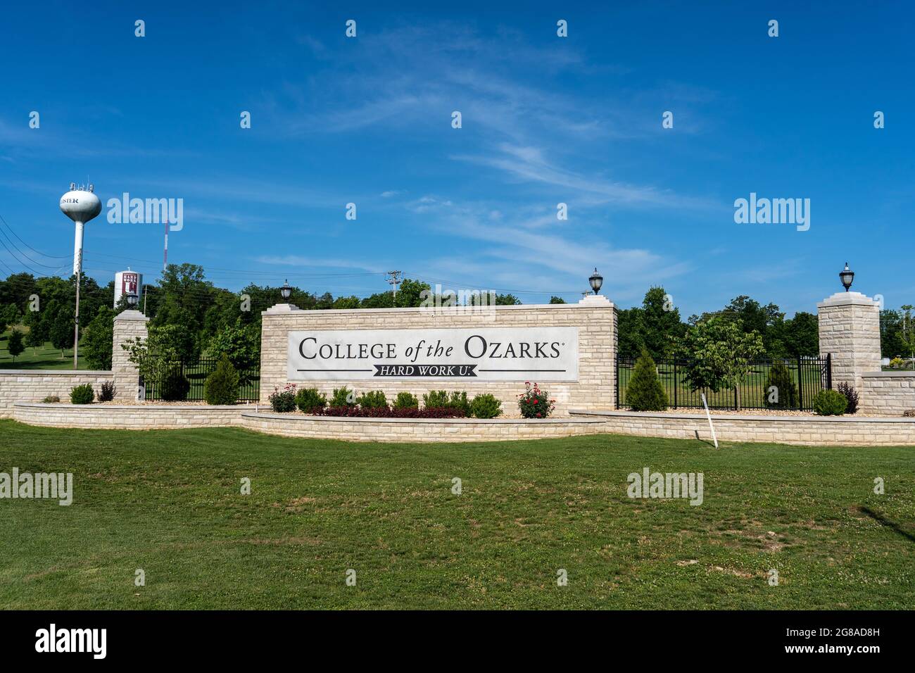 Point Lookout, MO - June 13, 2021: College of the Ozarks, aka Hard Work U., is a Christian liberal-arts college. Student work programs and donor contr Stock Photo