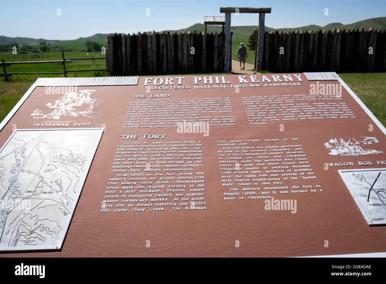Reproduction stockade at Fort Phil Kearny, near Story, Wyoming, USA. Stock Photo