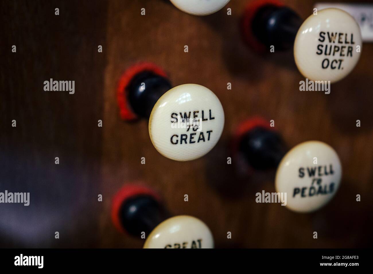 Organ Stops - Swell to Great! Stock Photo