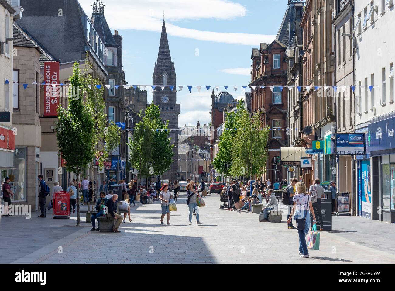 Pedestrianised High Street, Perth, Perth and Kinross, Scotland, United Kingdom Stock Photo