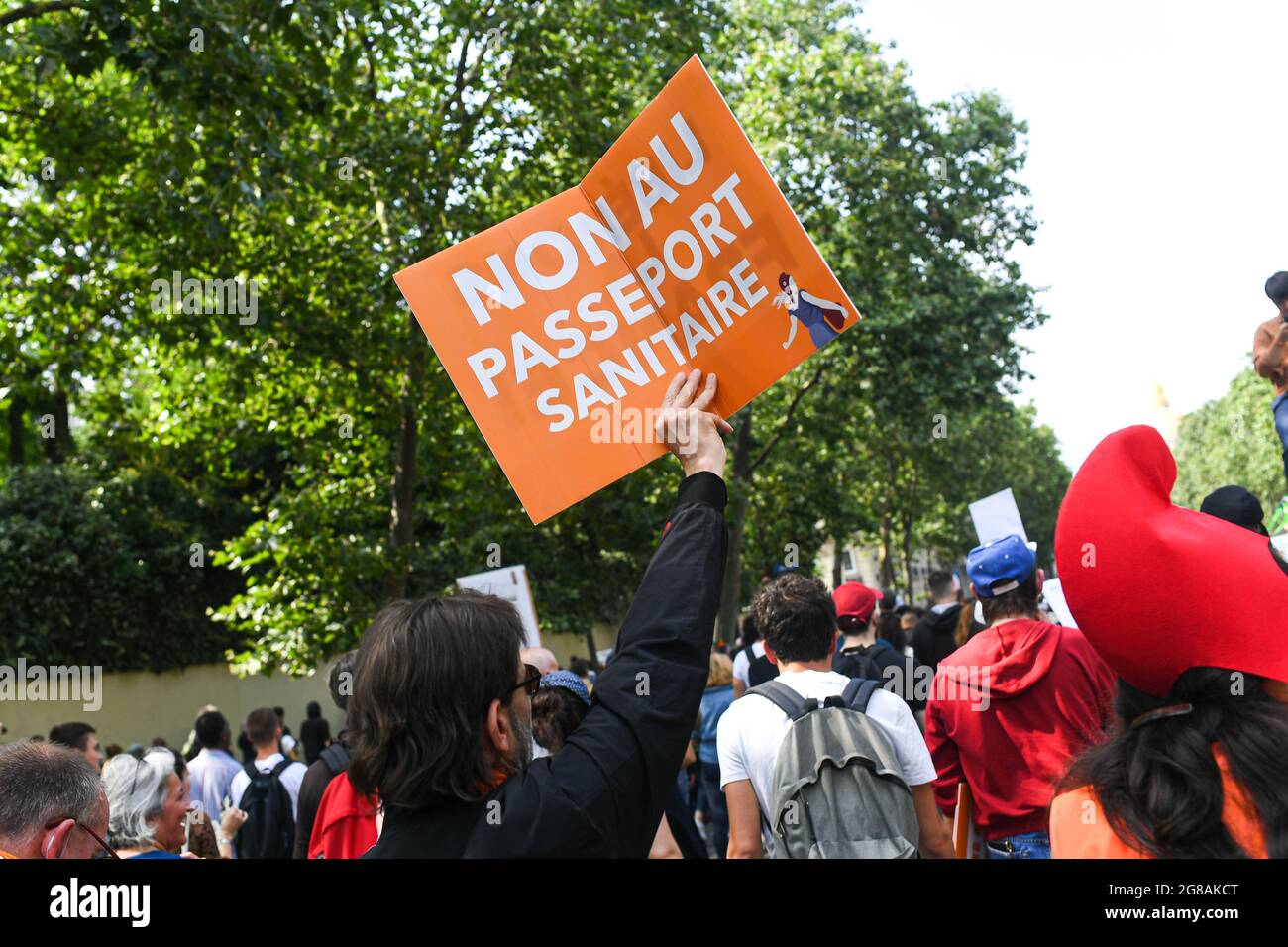 Paris, France. 17th July, 2021. Anti sanitary pass demonstration at