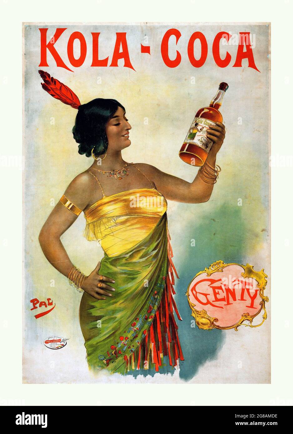 Vintage advertisement for alcohol. Kola-Coca GENTY (c. 1897). French Advertising Poster – Jean de Paleologu artwork – PAL Stock Photo