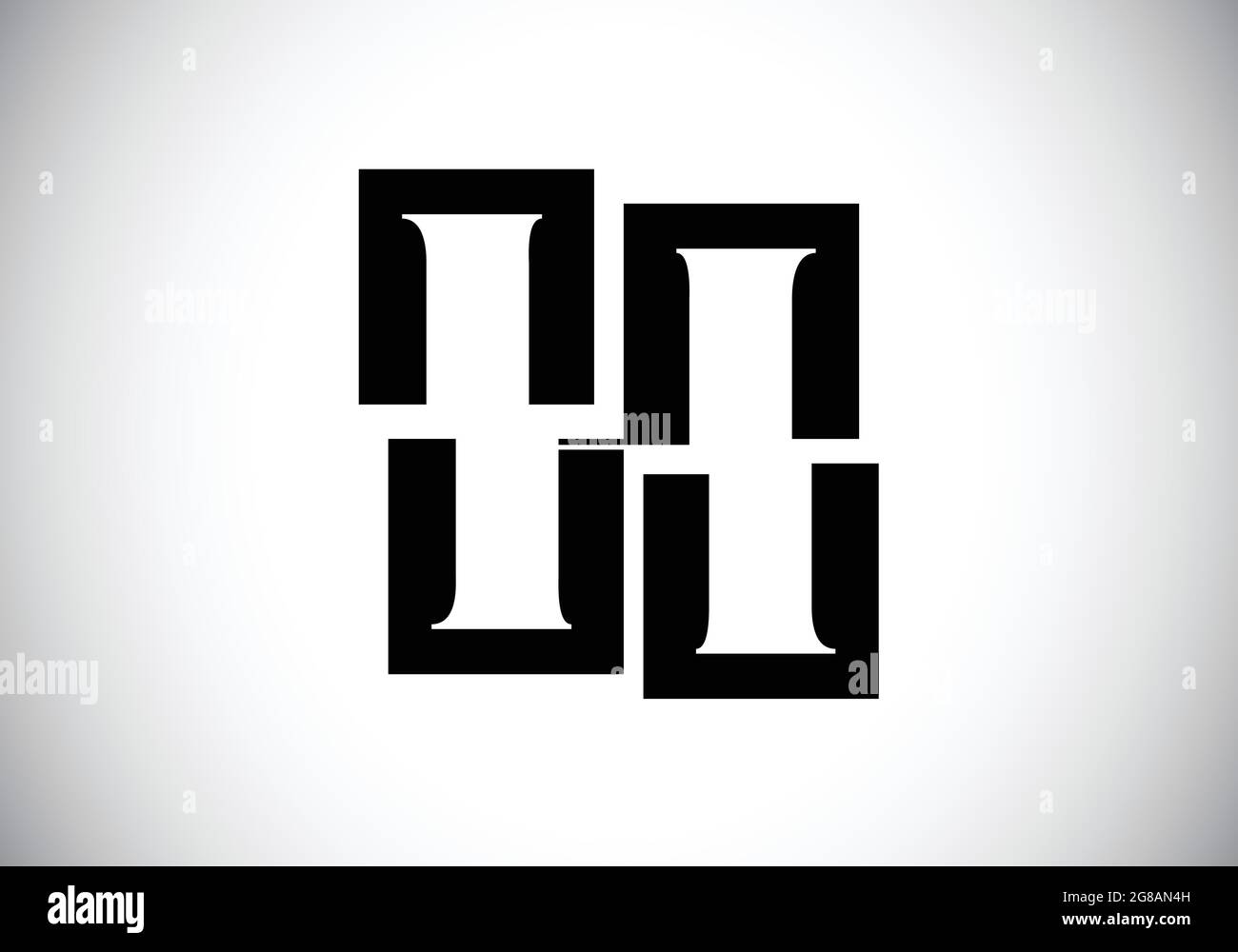 Initial H monogram letter alphabet made of four squares. Font emblem. Broken, puzzle alphabet sign. Modern vector logo design for business Stock Vector