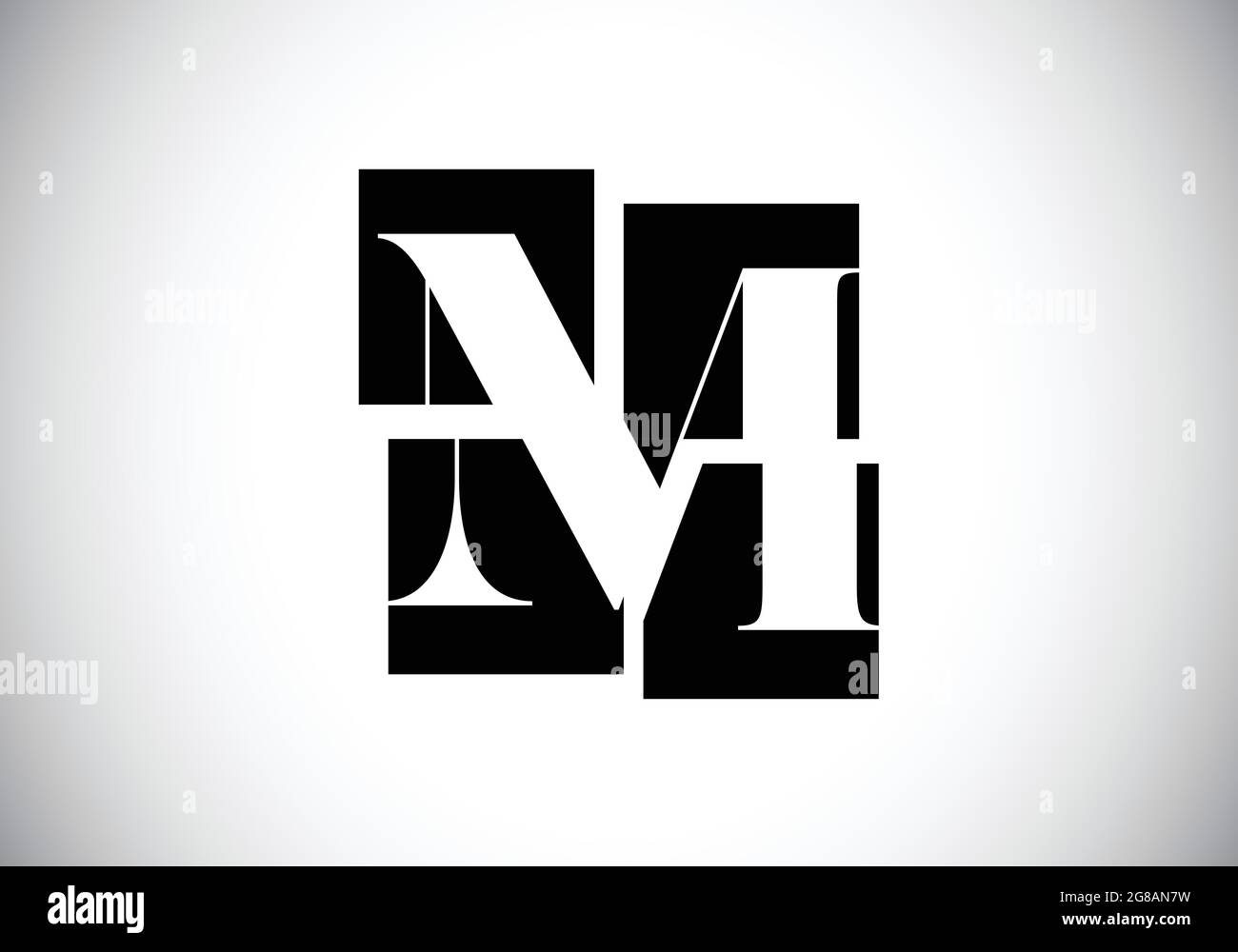 Initial M monogram letter alphabet made of four squares. Font emblem. Broken, puzzle alphabet sign. Modern vector logo design for business Stock Vector