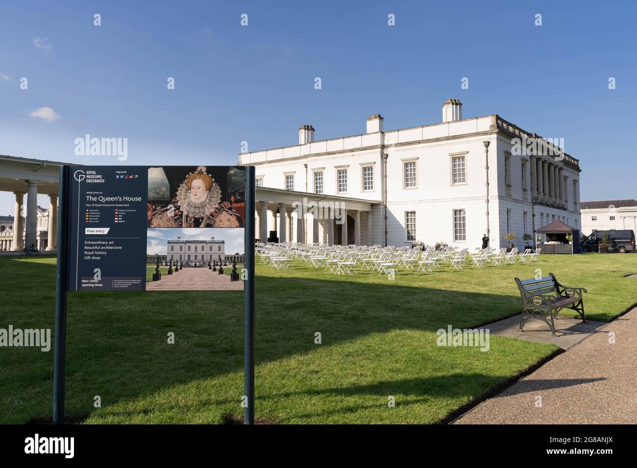 Open air concert due to start on sunday evening at Queen's house garden London Greenwich cutty sark England UK Stock Photo