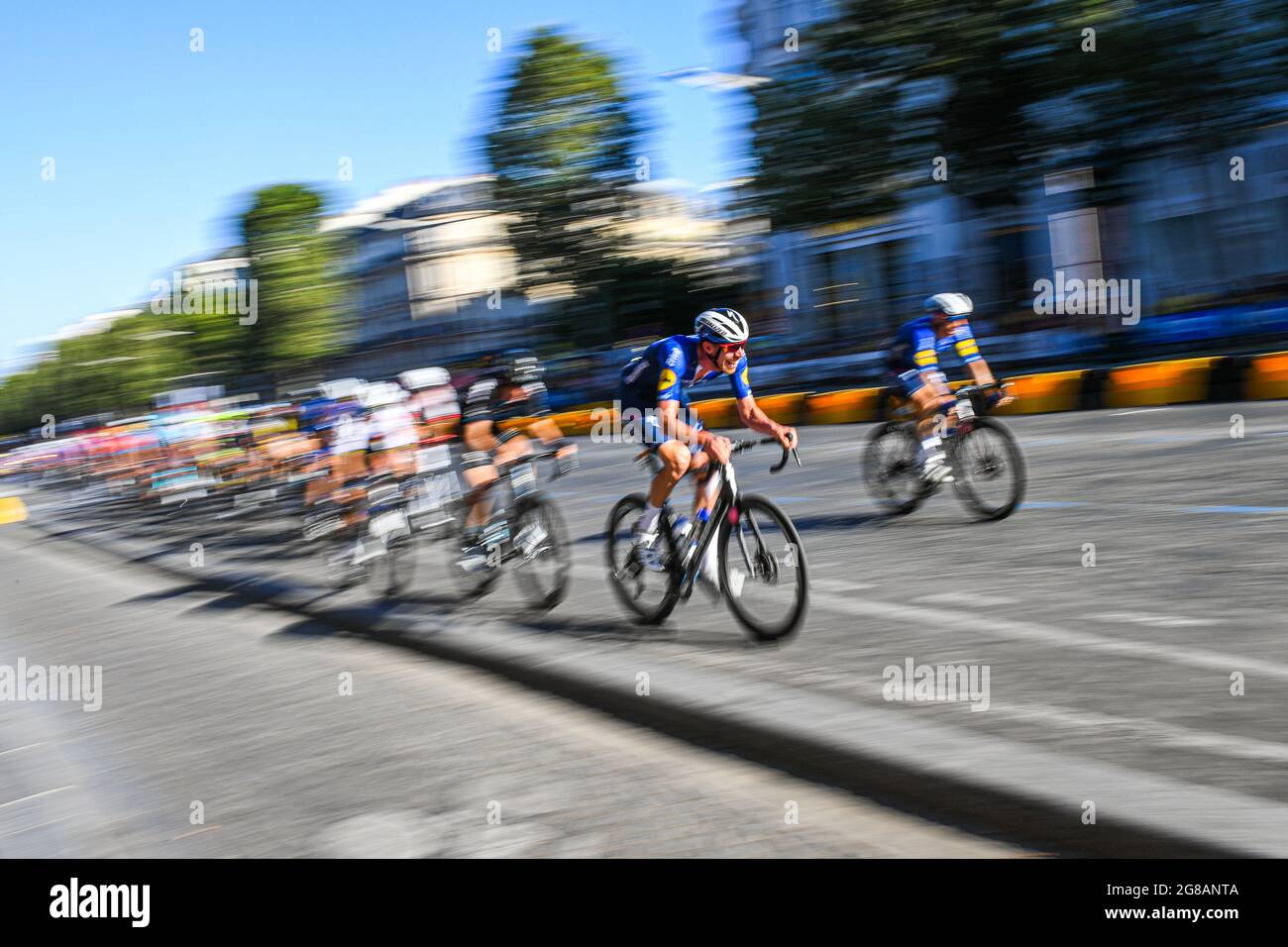 Paris, France. 18th July, 2021. Tim Declercq of Deceuninck - Quick-Step and the peleton during the Tour de France 2021, Cycling race stage 21, Chatou to Paris Champs-Elysees (108, 4 km) on July 18, 2021 in Paris, France. Credit: Victor Joly/Alamy Live News Stock Photo
