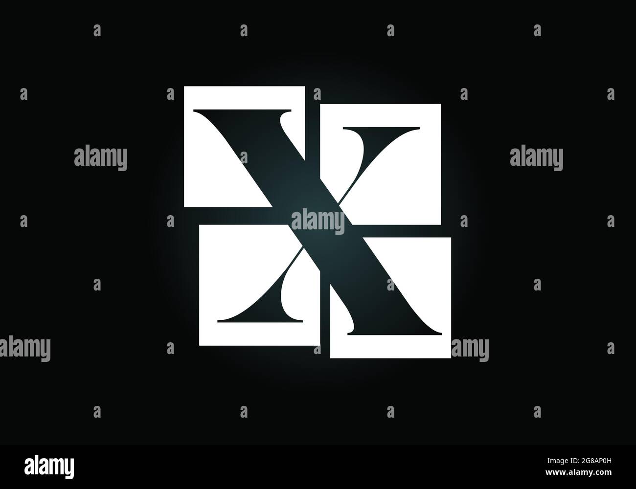 Initial X monogram letter alphabet made of four squares. Font emblem. Broken, puzzle alphabet sign. Modern vector logo design for business Stock Vector