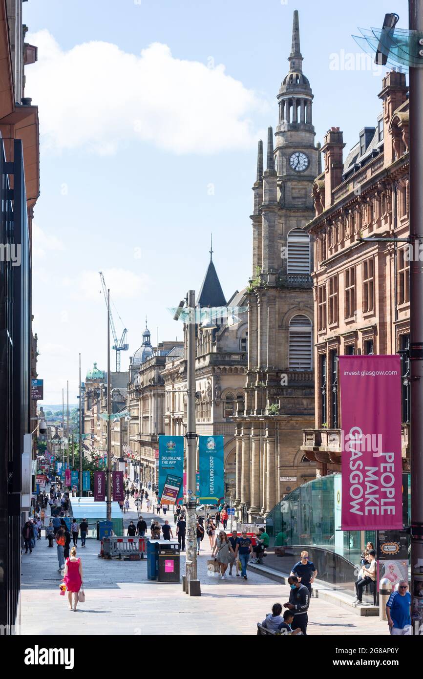 Pedestrianised Buchanan Street, Glasgow City, Scotland, United Kingdom Stock Photo