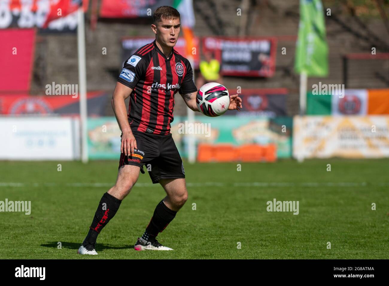 Dublin, Ireland. 18th July, 2021. Anthony Breslin of Bohemians controls the ball during the SSE Airtricity Premier Division match between Bohemians FC and Longford Town at the Dalymount Park in Dublin, Ireland on July 18, 2021 (Photo by Andrew SURMA/SIPA USA). Credit: Sipa USA/Alamy Live News Stock Photo