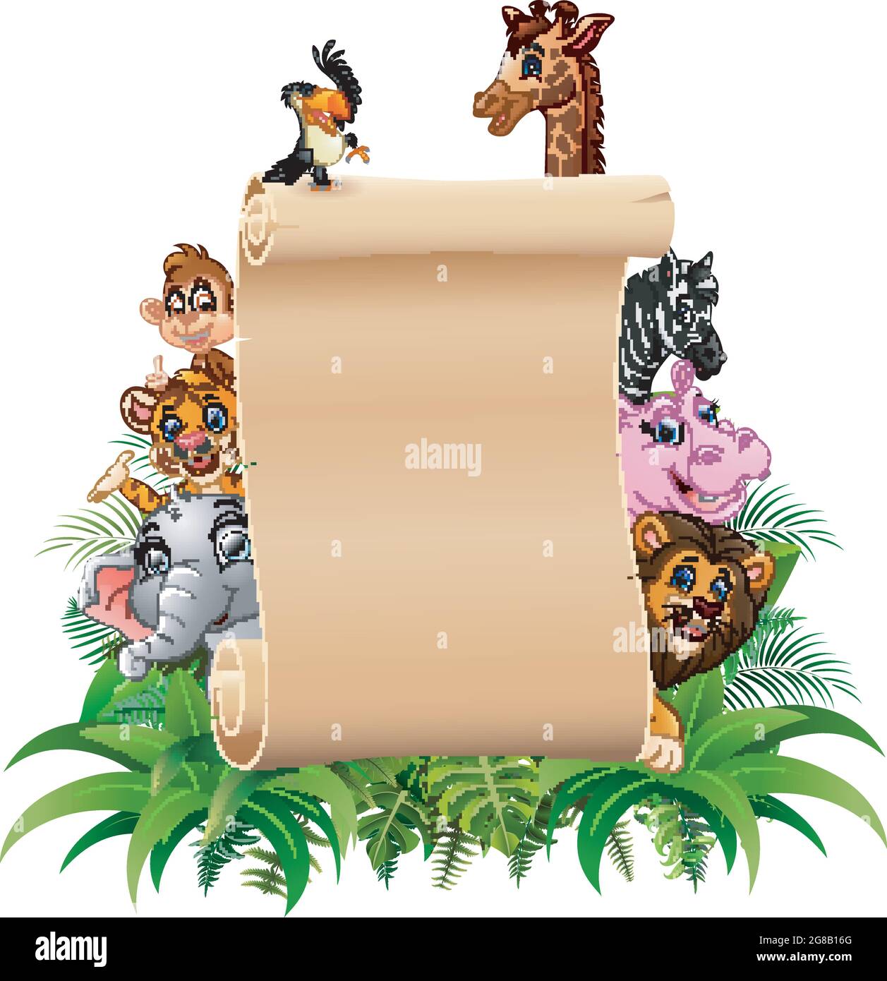 Animals with a blank sign paper Stock Vector