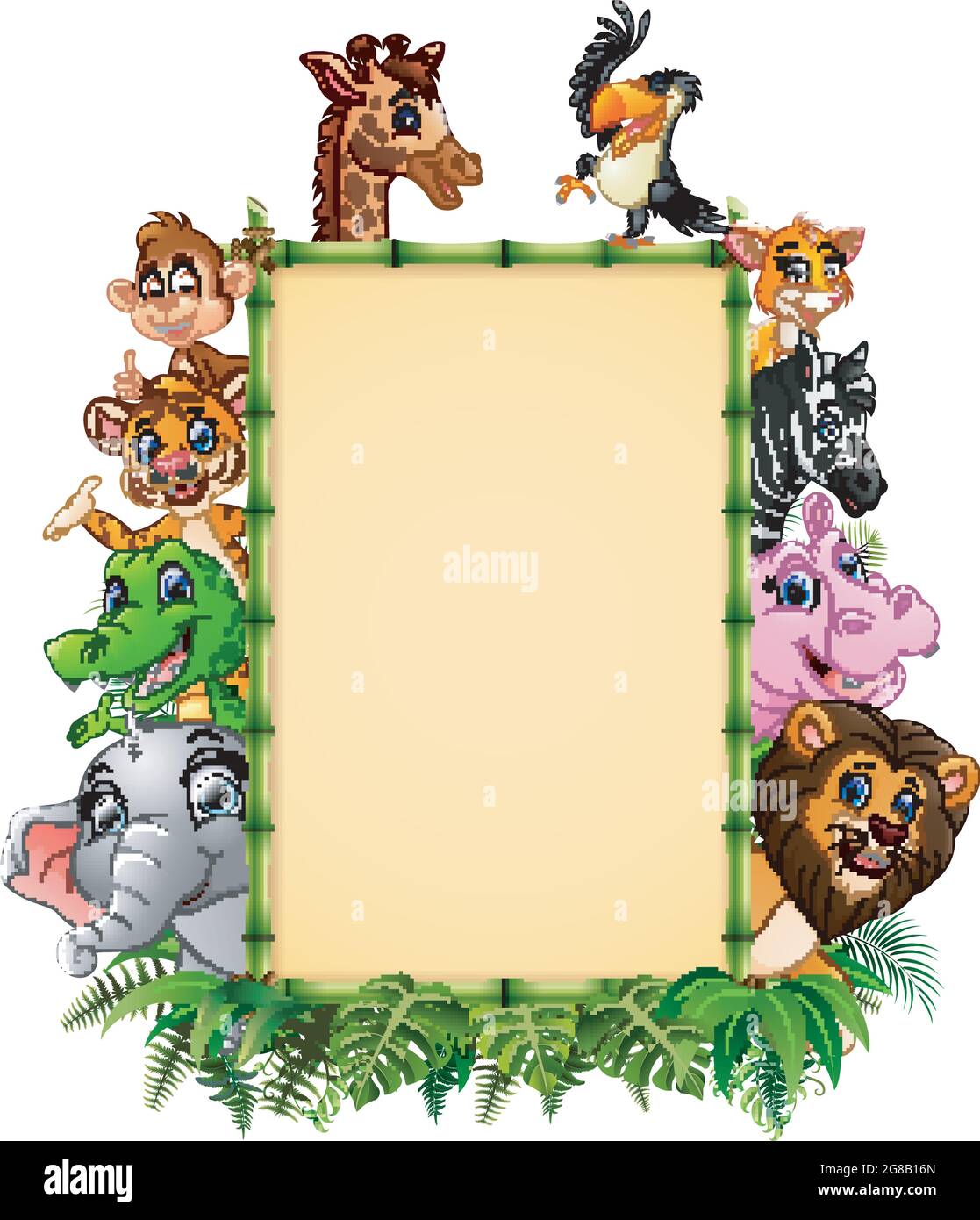 Animals with a blank sign bamboo Stock Vector Image & Art - Alamy