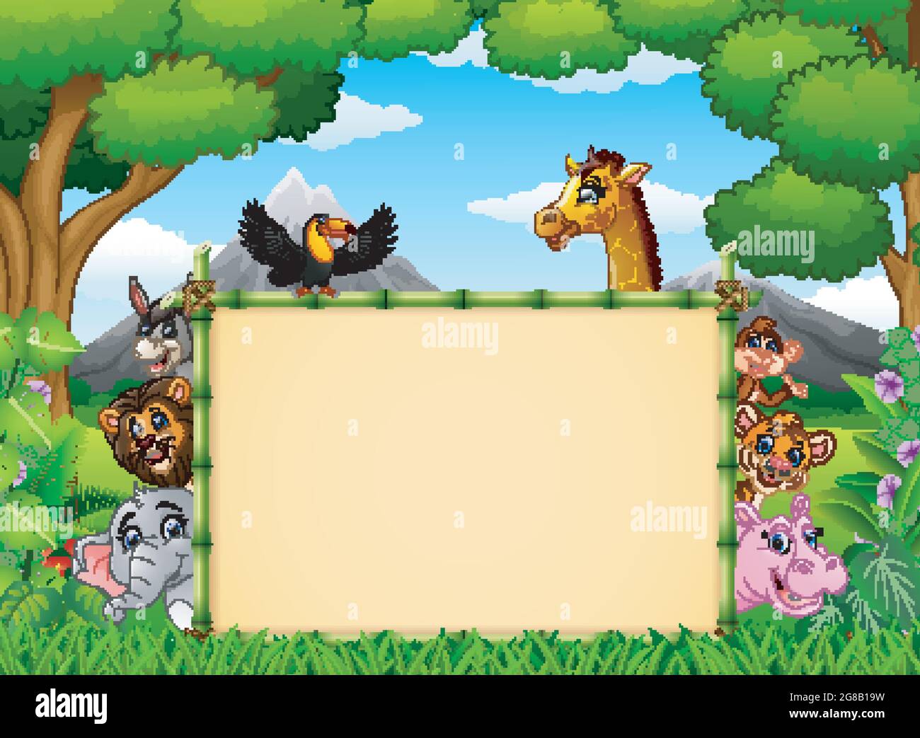 Animals with a blank sign bamboo Stock Vector Image & Art - Alamy