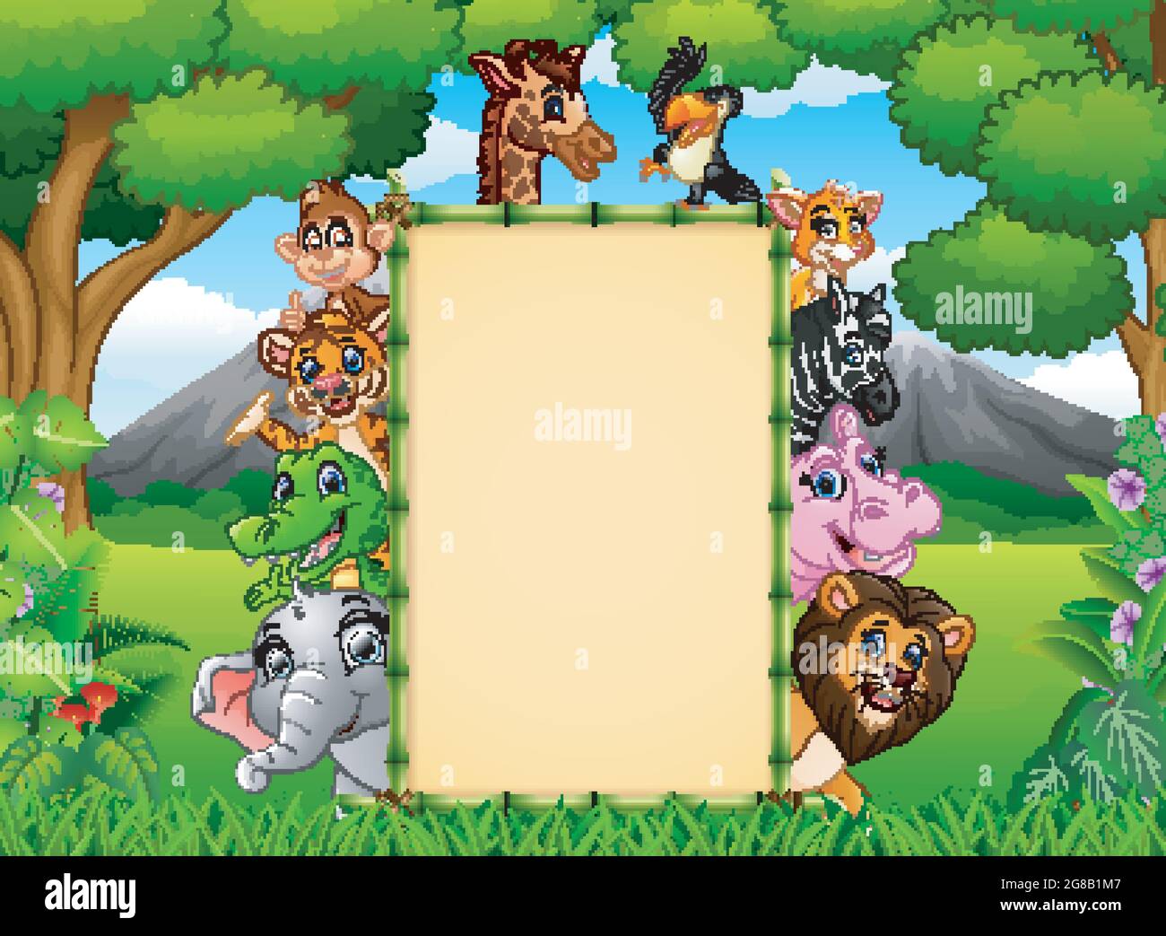 Animals with a blank sign bamboo Stock Vector Image & Art - Alamy
