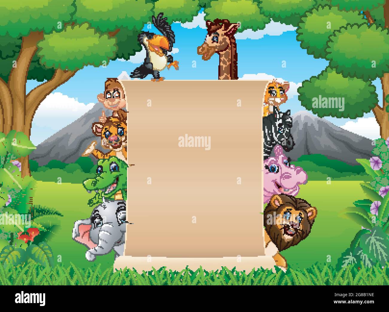 Animals with a blank sign paper Stock Vector Image & Art - Alamy