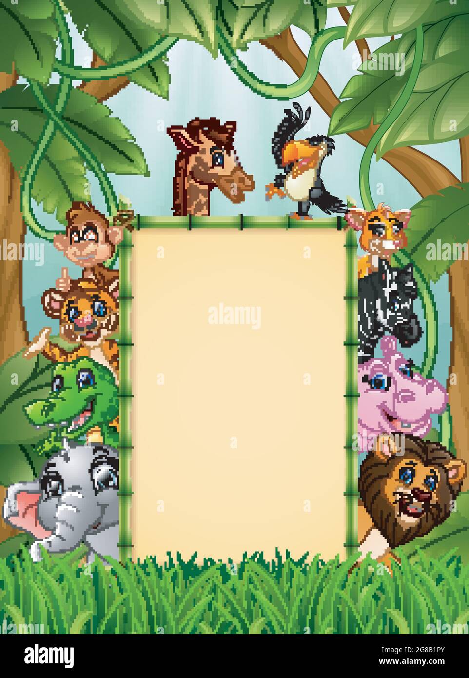 Animals with a blank sign bamboo Stock Vector Image & Art - Alamy
