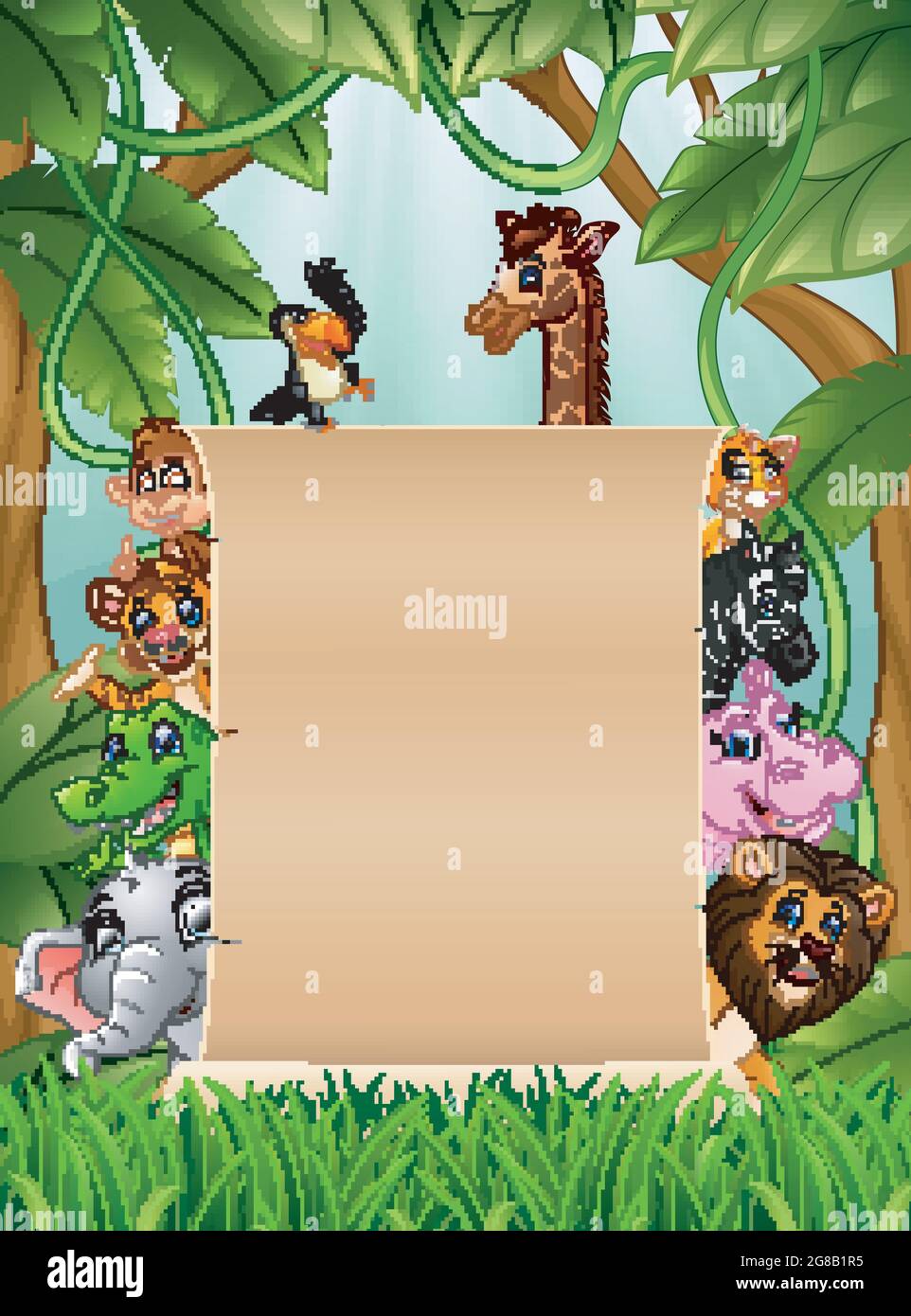 Animals with a blank sign paper Stock Vector Image & Art - Alamy