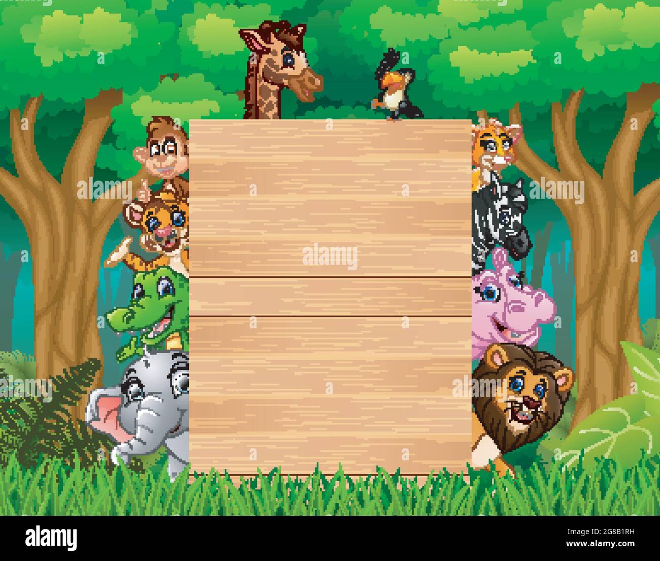 Animals with a blank sign wood Stock Vector Image & Art - Alamy