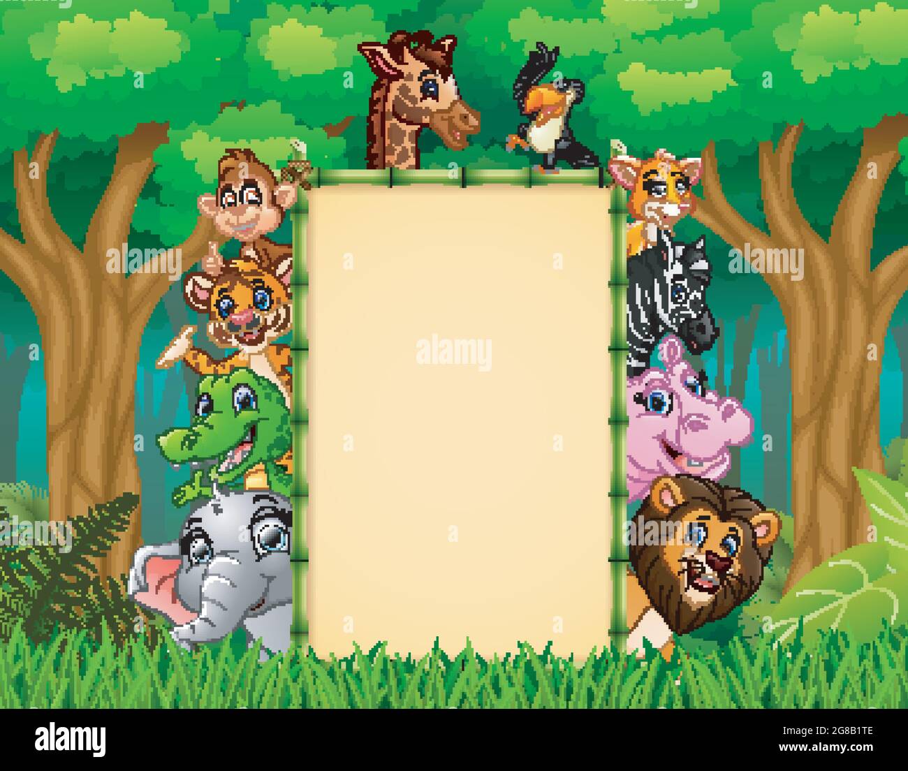 Animals with a blank sign bamboo Stock Vector Image & Art - Alamy