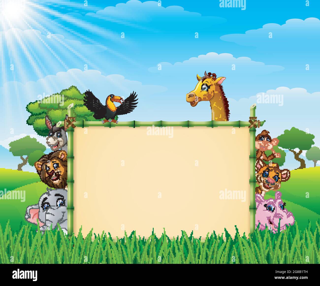 Animals with a blank sign bamboo Stock Vector Image & Art - Alamy