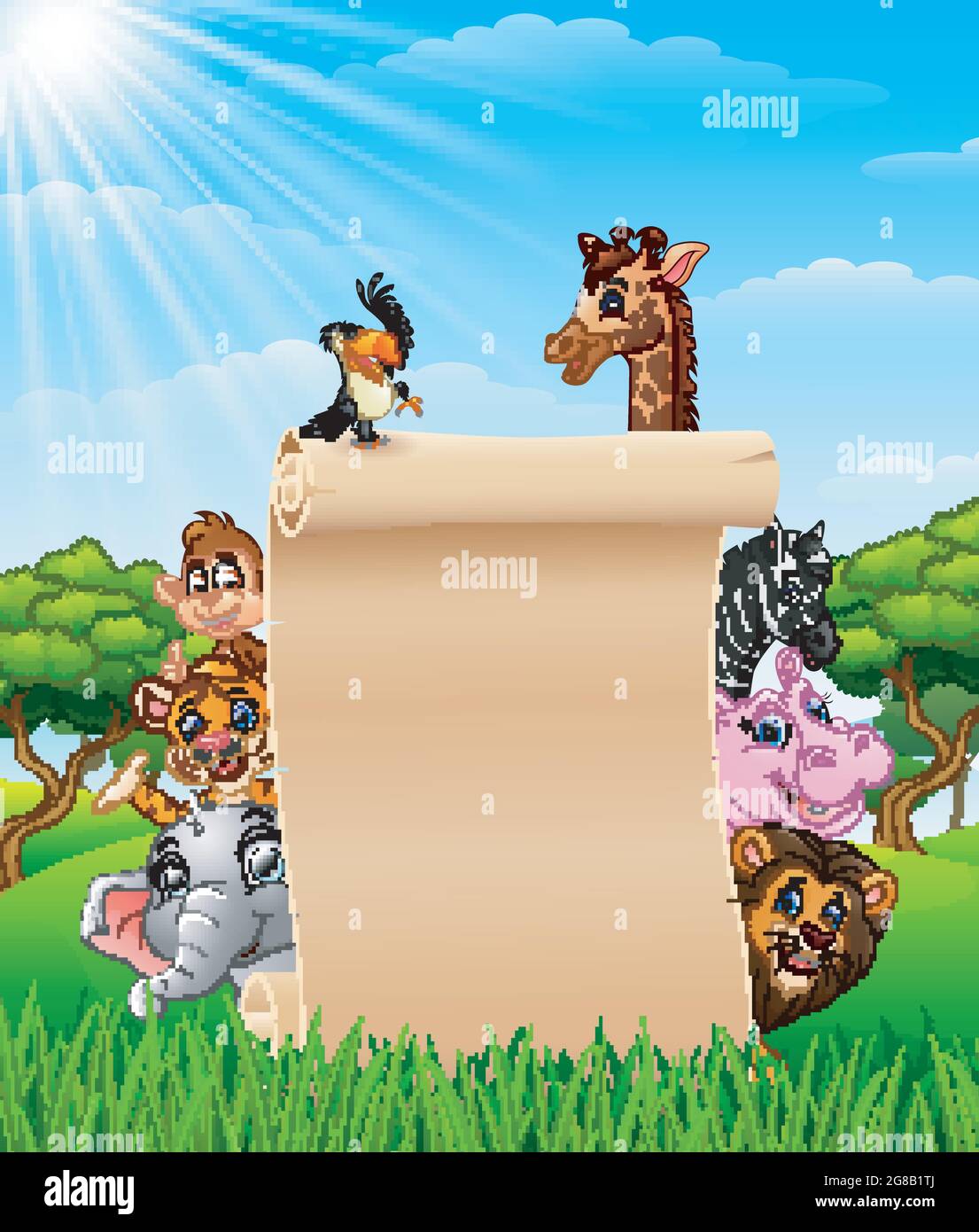 Animals with a blank sign paper Stock Vector Image & Art - Alamy