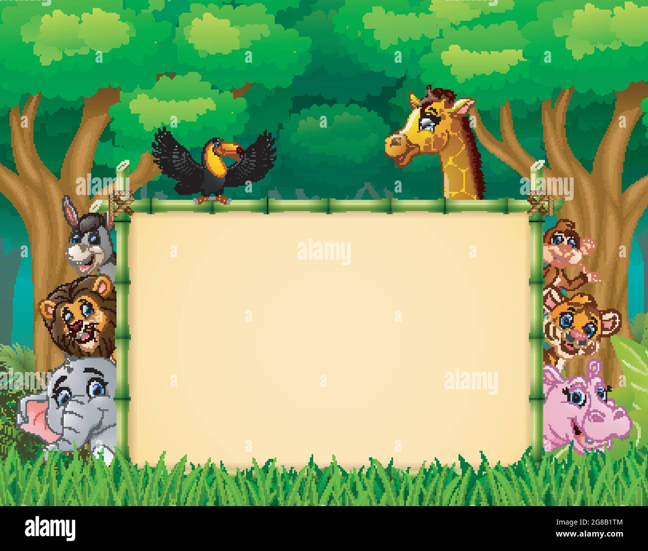 Animals with a blank sign bamboo Stock Vector Image & Art - Alamy