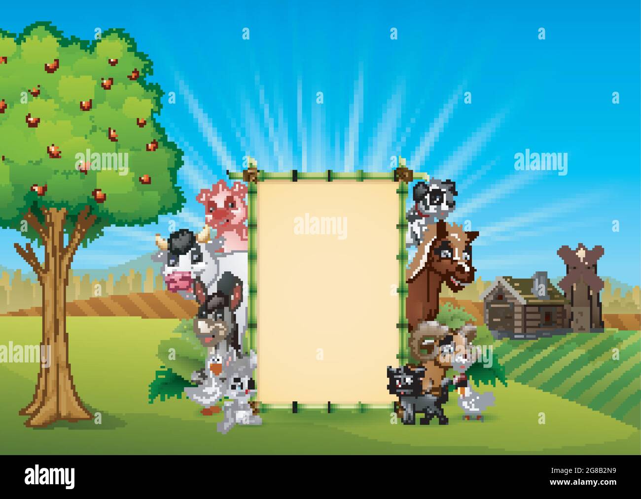 Farm animals with a blank sign bamboo Stock Vector Image & Art - Alamy