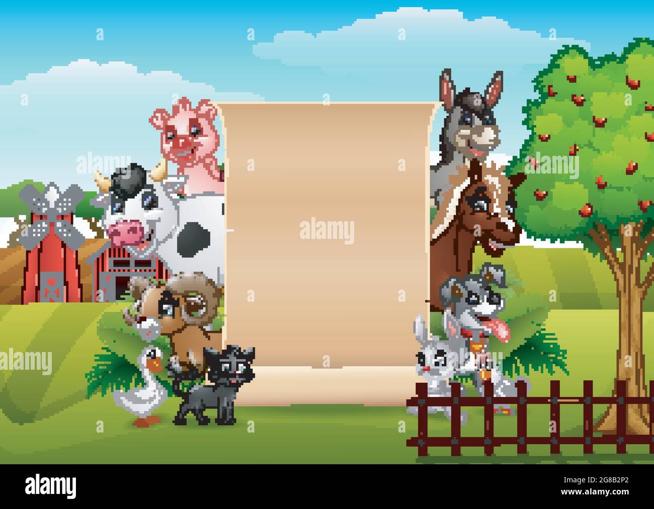 Farm animals with a blank sign bamboo Stock Vector Image & Art - Alamy