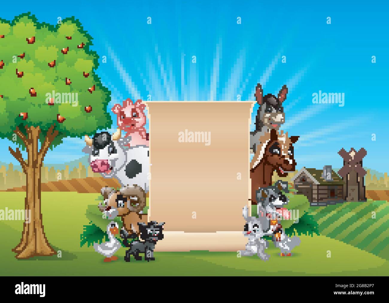 Farm animals with a blank sign bamboo Stock Vector Image & Art - Alamy