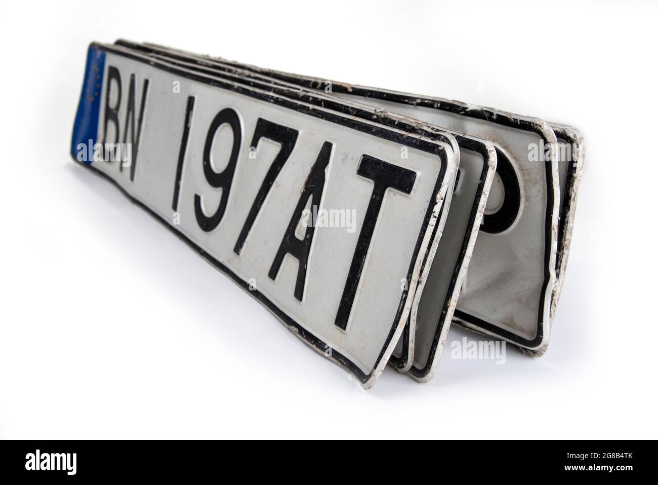 Old used EU car registration number Stock Photo Alamy
