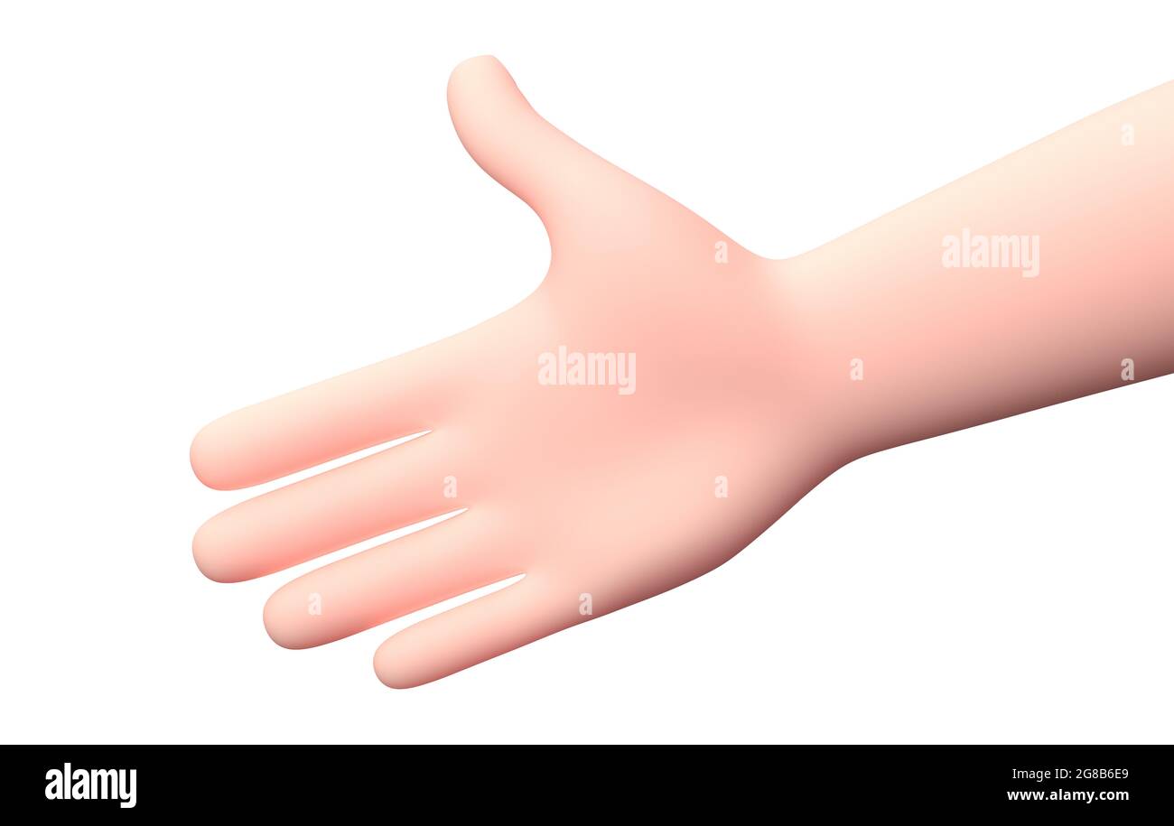 Lending a Hand Gesture. 3D Cartoon Character. Isolated on White Stock Photo