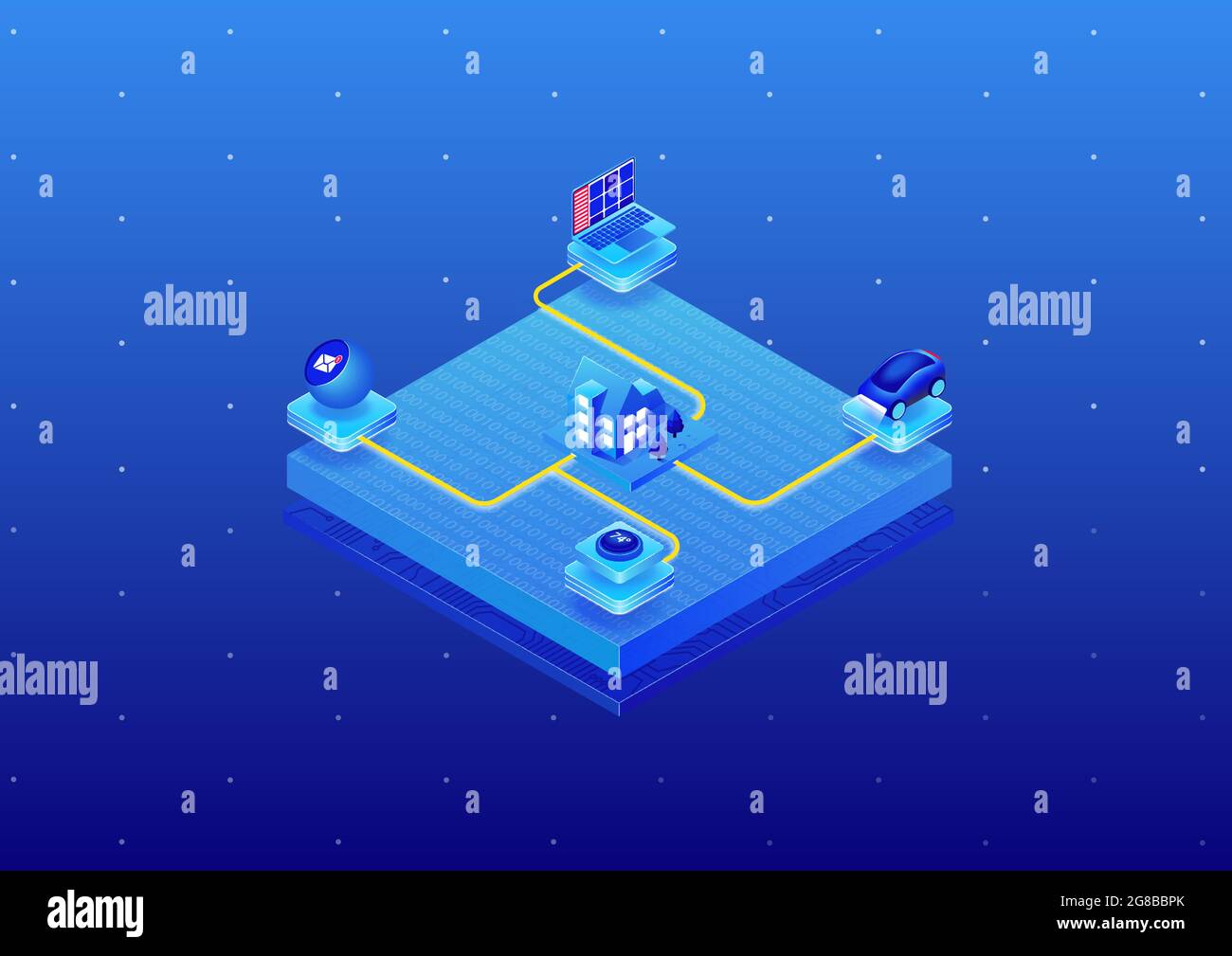 Digital smart home automation concept as modern isometric 3D ...