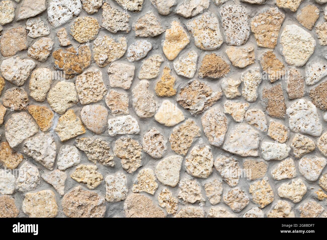 Stone wall background, beige cobblestones, abstract rocks texture, mineral  pavement, light brick wallpaper, rough masonry. Grunge floor, boulders  Stock Photo - Alamy