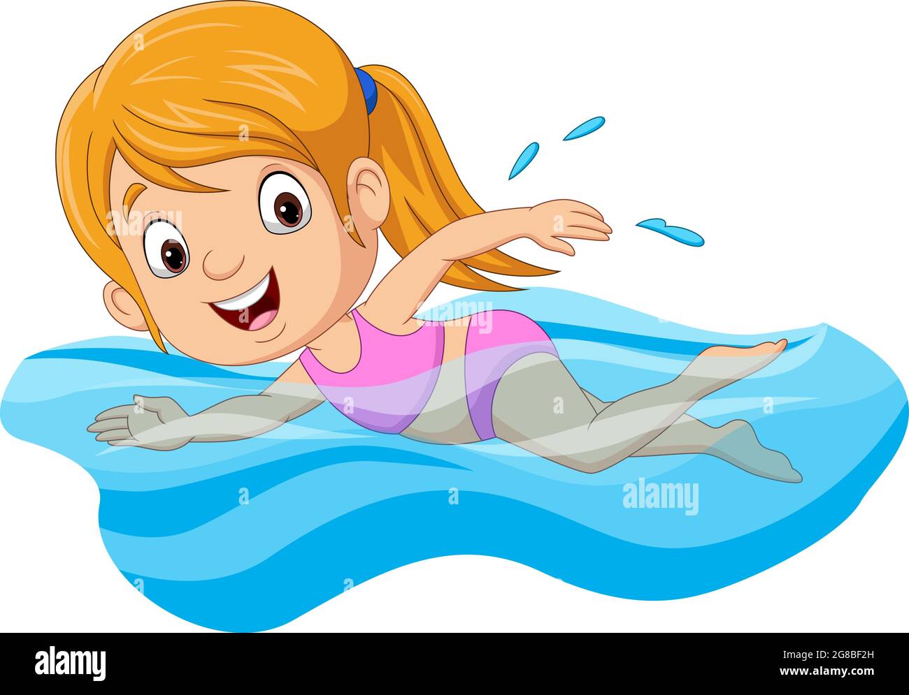 Cartoon little girl swimmer in the swimming pool Stock Vector Image & Art -  Alamy