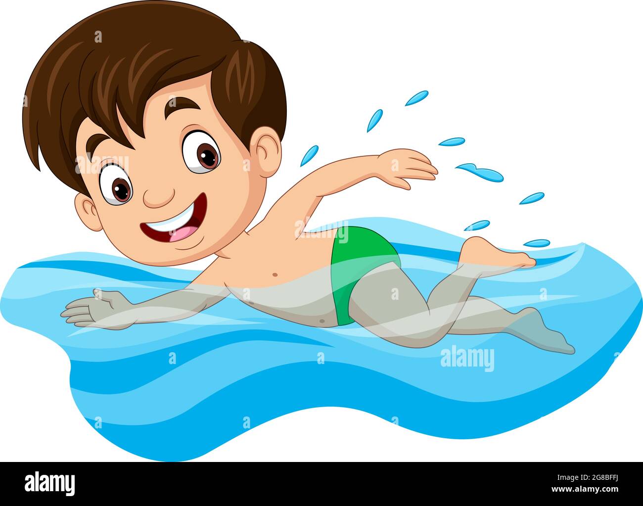 Cartoon little boy swimmer in the swimming pool Stock Vector Image & Art -  Alamy