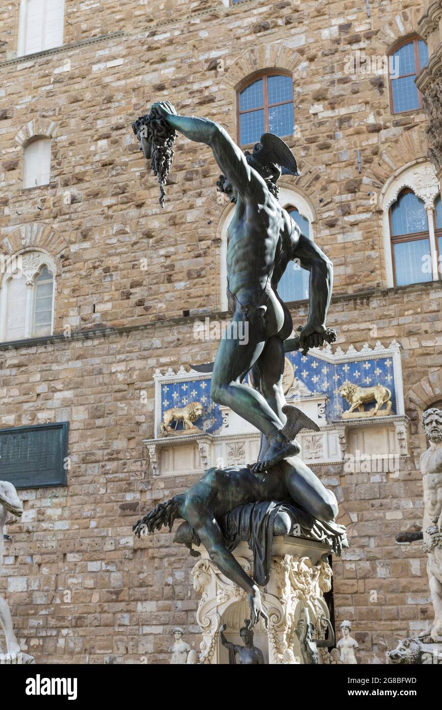 Perseus, Benvenuto Cellini, Loggia dei Lanzi, Florence, Italy Stock Photo
