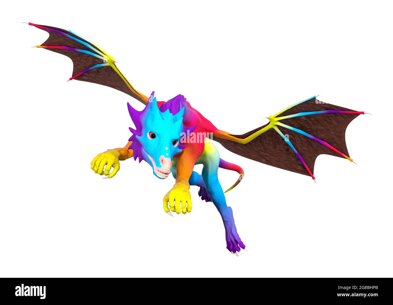 3D rendering of a fantasy dragon isolated on white background Stock ...