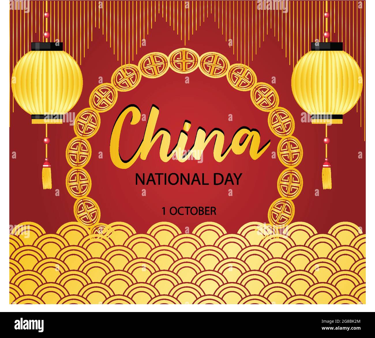China's National Day on October 1st logo banner illustration Stock